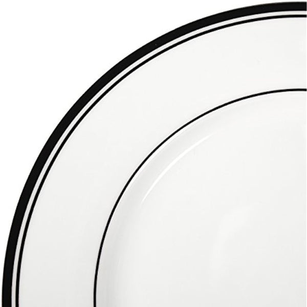Amazon Basics Cafe Stripe Dinnerware Set with 16-Pieces - Black
