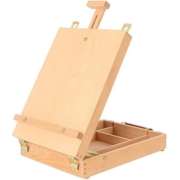 Art Supplies Box Easel Sketchbox Painting Storage Box, Adjust Wood Tabletop Easel for Drawing & Sketching Student