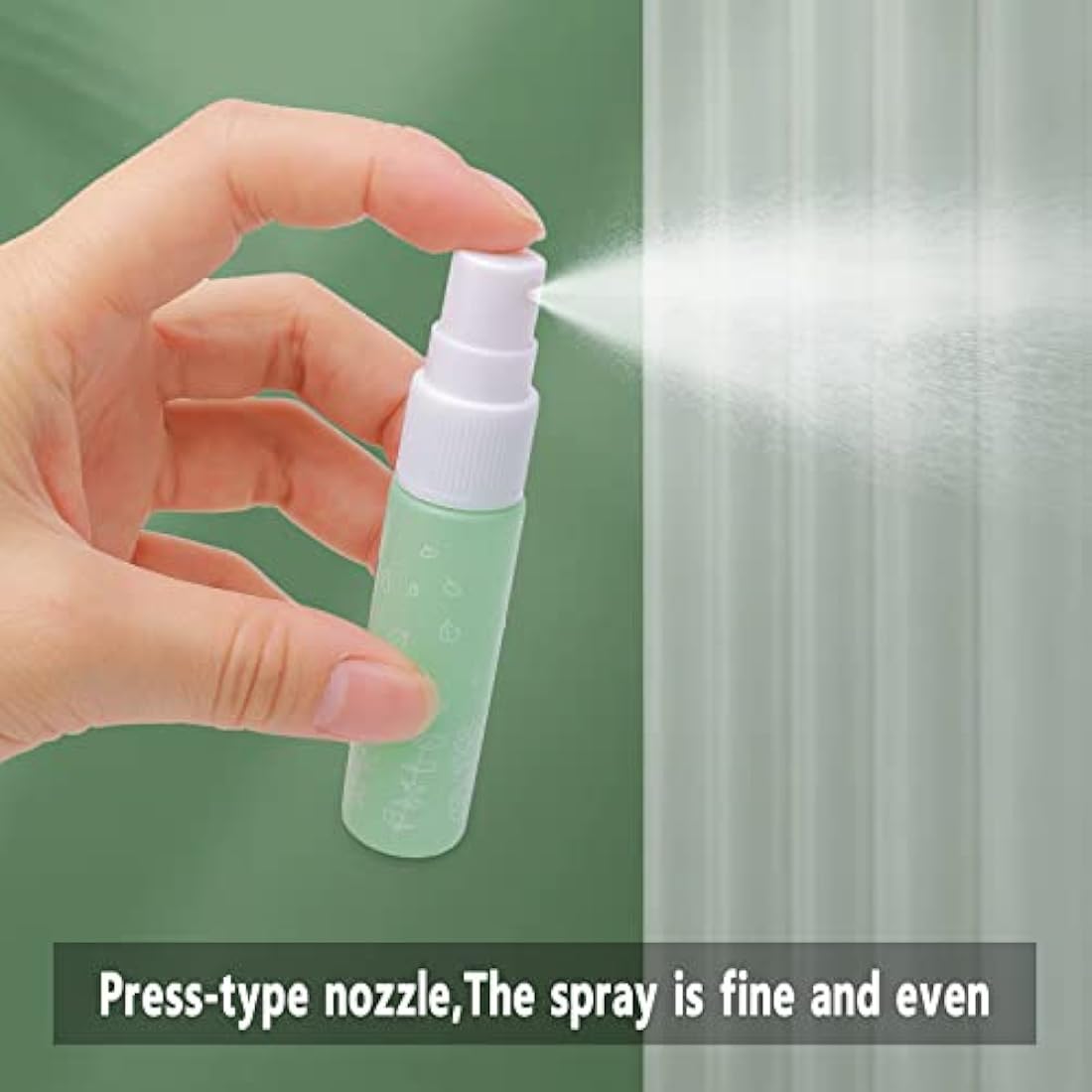 Unxuey 10 pcs 10 ml Green Perfumes Spray Bottles, Glass Empty Dispenser Atomizer Travel Size Refillable Sample Container for Various Water-based Liquids with 10 Funnels+5 Droppers