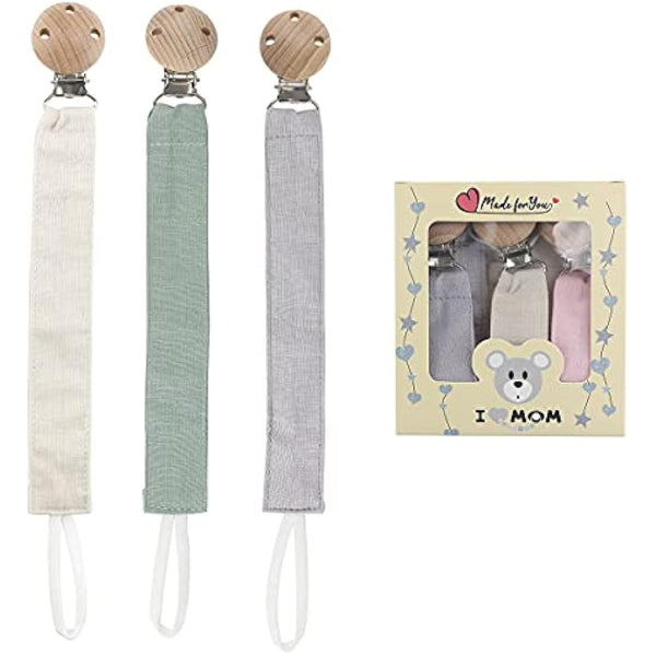 RUBY 3-Piece Dummy Chain Fabric Set, Cotton Dummy Chain for Girls and boy, Dummy Chains with Beech Wood Clip