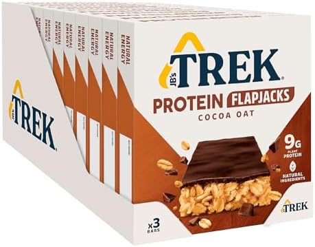 JB's Trek Cocoa Chocolate Flavour Topped Oat Protein Flapjacks, 150 g, Pack of 12