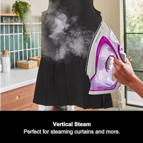 Morphy Richards TurboGlide Steam Iron, Ceramic Non-stick Soleplate, 150g Steam Boost, 40g Steam Output, 400ml Water Tank, Anti Drip, Anti Scale, Auto Shut-off, 3m Cord, 2800W, Purple, 302000