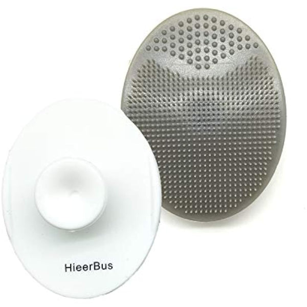 HieerBus Facial Cleansing Brush,Soft Silicone Face Scrubber,Facial Exfoliation Scrub for Massage Pore Cleansing Blackhead Removing Deep Scrubbing for All Kinds of Skins (2ed-White + Grey)