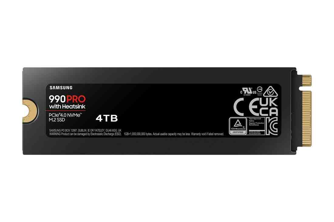Samsung 990 PRO NVMe M.2 SSD, 2 TB, PCIe 4.0, 7,450 MB/s read, 6,900 MB/s write, Internal SSD, For gaming and video editing, MZ-V9P2T0BW