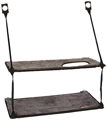 K&H Pet Products EZ Mount Window Kitty Sill Double Stack, 2 Levels, with Suction Cup Mounting System, Holds Over 22kg, 30.48cm x 58.42cm, Grey