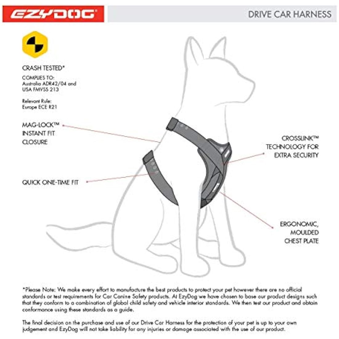 EzyDog Drive Harness, Medium