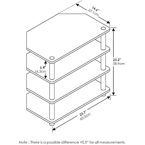 Furinno Econ Easy Assembly 4-Tier Petite TV Stand, Blackwood