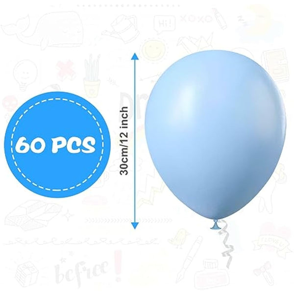 Ainiv 60 PCS Pastel Blue Balloons, 12inch Blue Latex Party Balloons, Macaron Blue Balloons for Blue Theme Party Supplies, Balloons for Birthday Party Wedding Baby Shower Decorations
