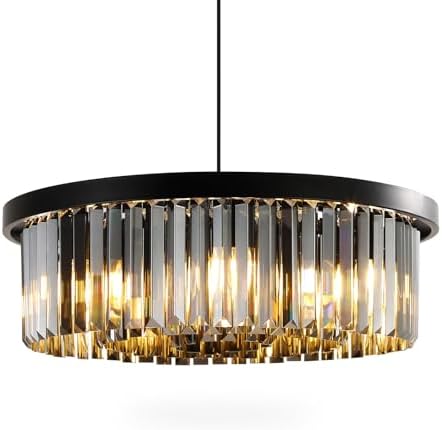 AHXIAOZN Modern Crystal Chandelier, 60CM Round Crystal Hanging Lamp, Modern Ceiling Light for Living Room, Hallway, Balcony, Kitchen, Bedroom Decorative