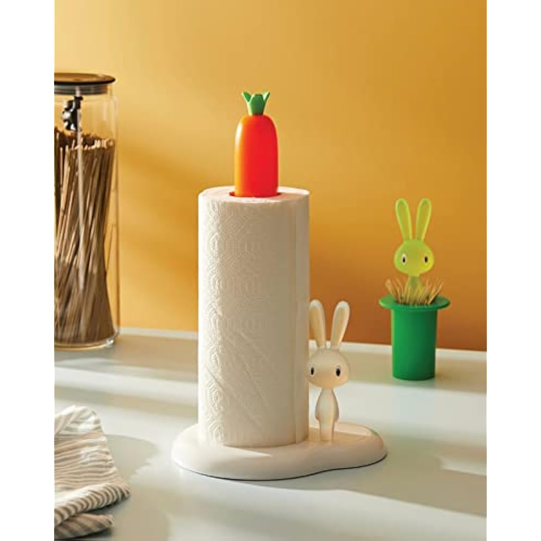 Alessi Bunny and Carrot ASG42 W - Design Kitchen Roll Holder in Thermoplastic Resin, White