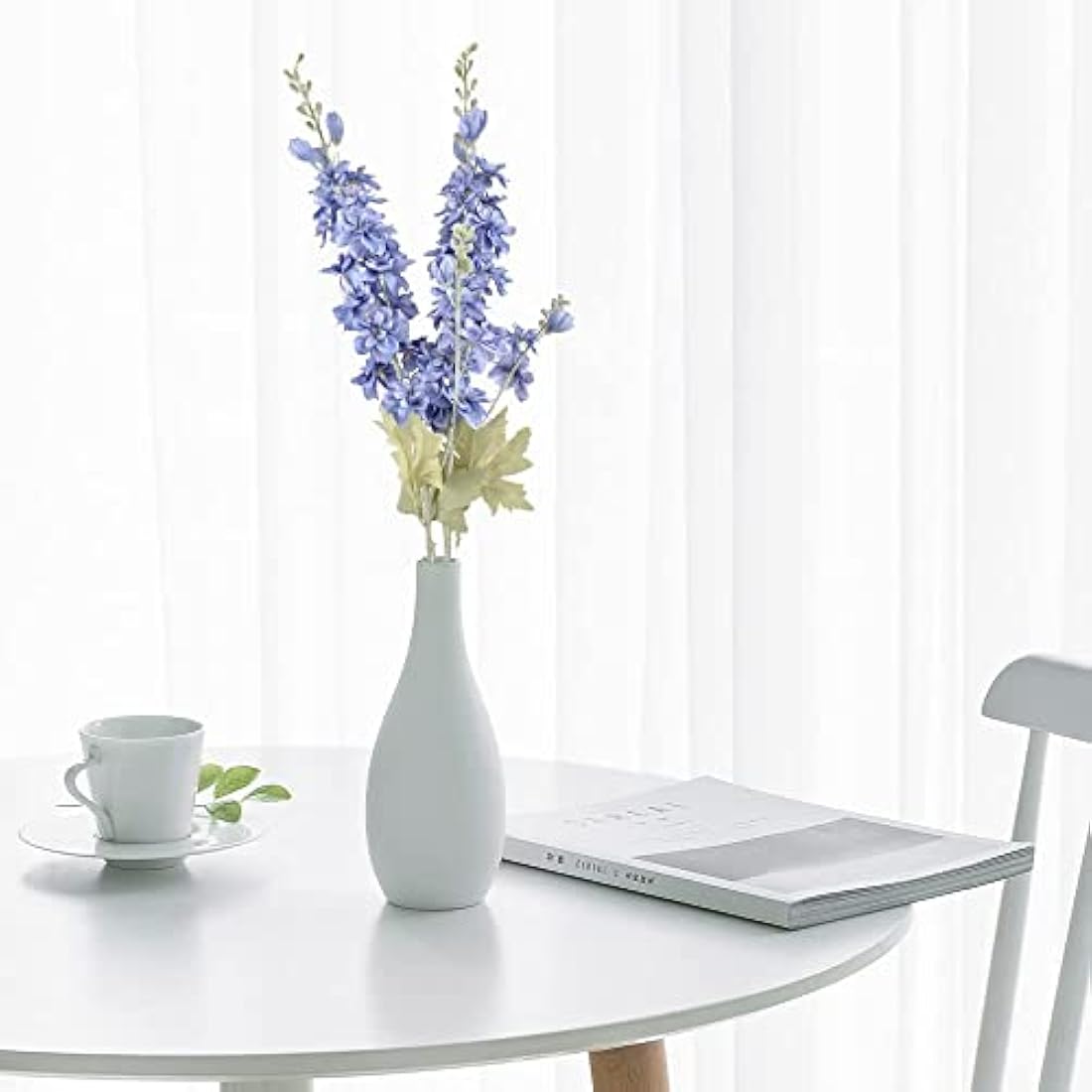 HUIANER 2Pcs Artificial Delphinium Flowers with Long Stem, Fake Violet Silk Flowers Plant Faux Flower for Home Garden Wedding Party Table Vase Decoration (Blue)