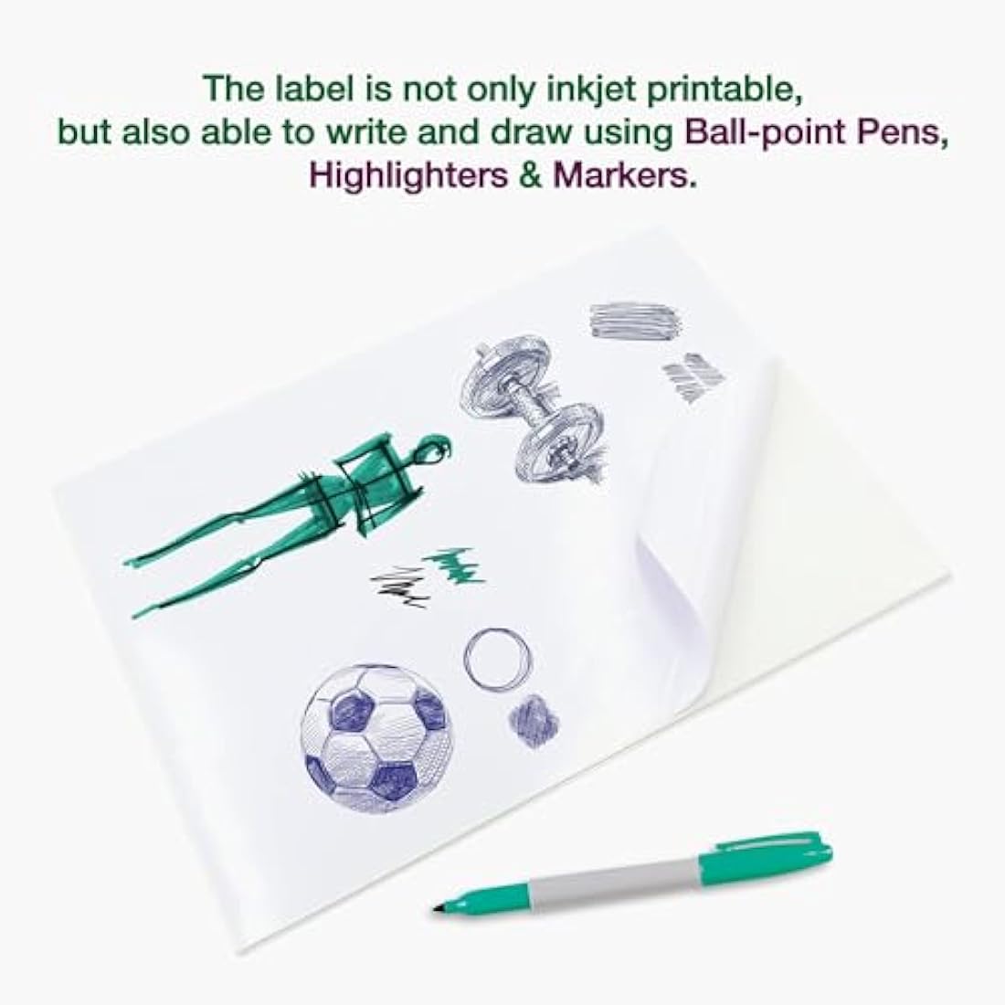 Evergreen Goods 100 Sheets A4 Waterproof Vinyl Sticker Paper, Self-Adhesive Glossy White PVC Sticker Sheets | Inkjet & Laser Printable, Perfect for Custom Labels, High-Resolution Stickers & DIY Crafts