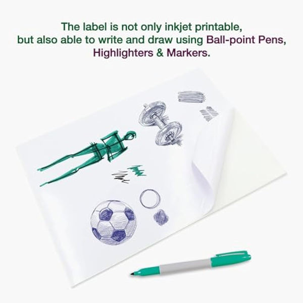 Evergreen Goods 100 Sheets A4 Waterproof Vinyl Sticker Paper, Self-Adhesive Glossy White PVC Sticker Sheets | Inkjet & Laser Printable, Perfect for Custom Labels, High-Resolution Stickers & DIY Crafts