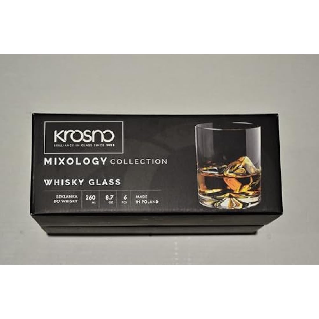 Krosno Whisky Glasses | Set of 6 | 350 ml | Mixology Collection | Drinking Glasses Cocktail Glasses Gift Box | Home, Restaurants and Kitchen Set | Dishwasher Safe Glass Cup