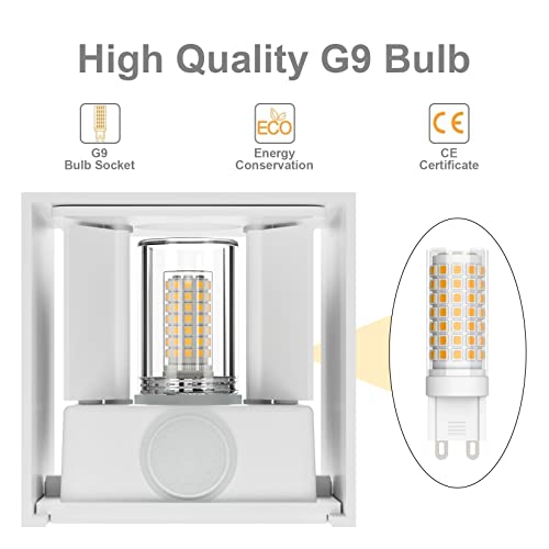 Klighten 2PCS Outdoor Wall Light with Motion Sensor, Waterproof IP54 Outside Wall Lamps with Sensor, Adjustable Beam Angle, Warm White 3000K, White