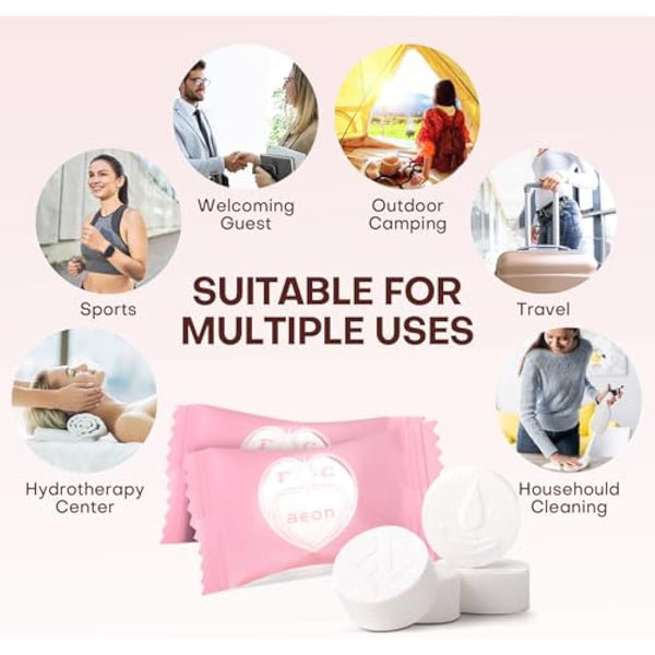 FCAEON Disposable Face Towel 23x19cm 300PACK Individually Wrapped Compressed Cleansing Travel Size Towel Cleansing Wipes Tablets Personal Care Coin Towelettes for Beauty & Personal Care (Pink)