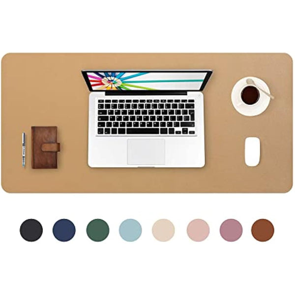 DOBAOJIA Mouse Pad Extended Mouse Mat X-Large Desk Pad Large Desk Blotter Writing Pad for Laptop/Office/Home, PU Leather Waterproof +Suede Non-Slip 31.5'' X 15.7'' (Khaki)
