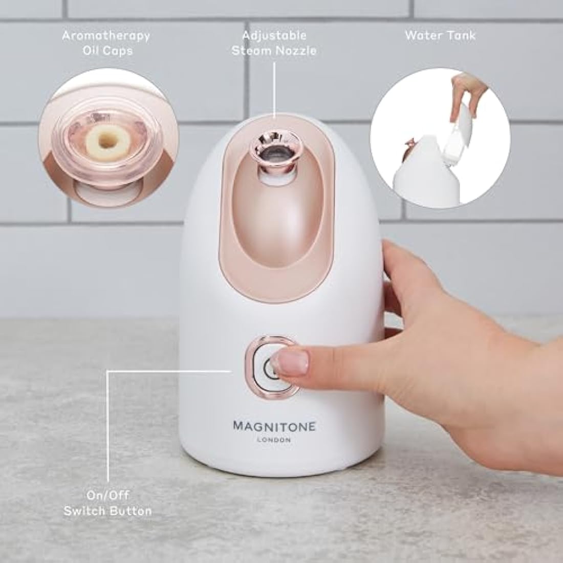 MAGNITONE SteamAhead2 Hydrating Facial Nano Steamer at-Home Spa Treatment for Deep Pore Cleansing and for Use with Essential Oils As A Room Humidifier