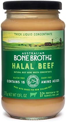 Halal Beef Bone Broth Concentrate- Beef Flavour- Nourish yourself with a cup a day, great for improving gut health and general well-being - New Zealand Grass-Fed Beef - 375 grams Made in Australia