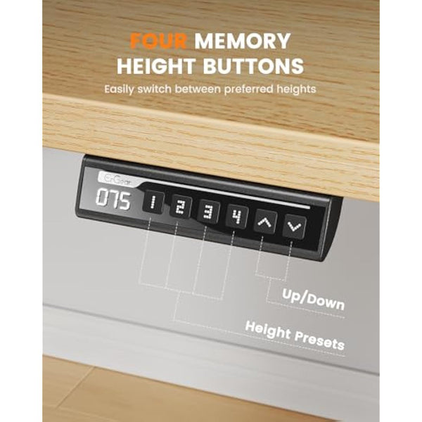 ErGear Electric Standing Desk-140 x 80 cm-100kg Load Capacity Height Adjustable Desk with Advanced Brushless Motor, Quiet Operation, Sturdy Metal Frame