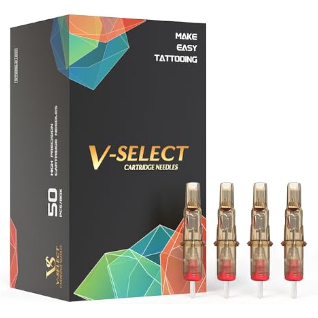 EZ Tattoo Cartridge Needles Assorted - 50Pcs #12 Mixed (7RM 9RM 11RM 13RM 15RM) Standard Curved/Round Magnum Tattoo Needles Cartridges for Tattoo Pen Machine Gun - V SELECT