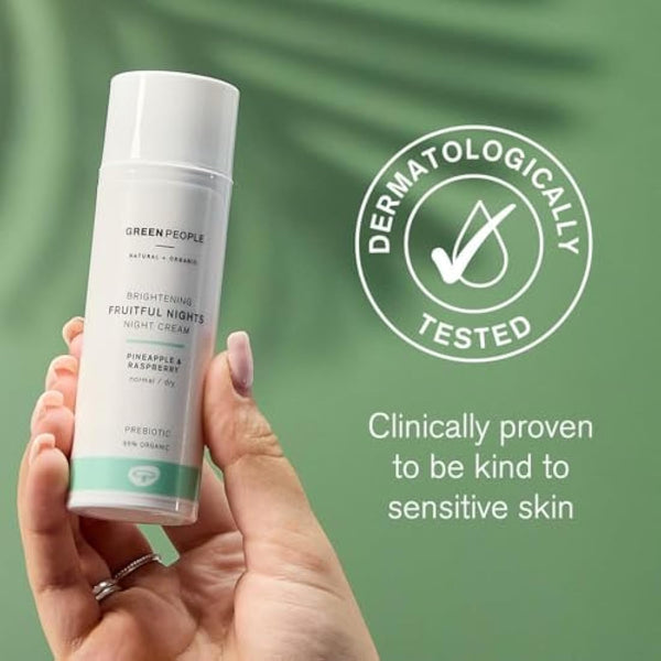 Green People Fruitful Nights Night Cream - with Rosehip for Dry, Normal & Combination Skin - Paraben & Alcohol Free - Cruelty Free & Vegan, 50ml