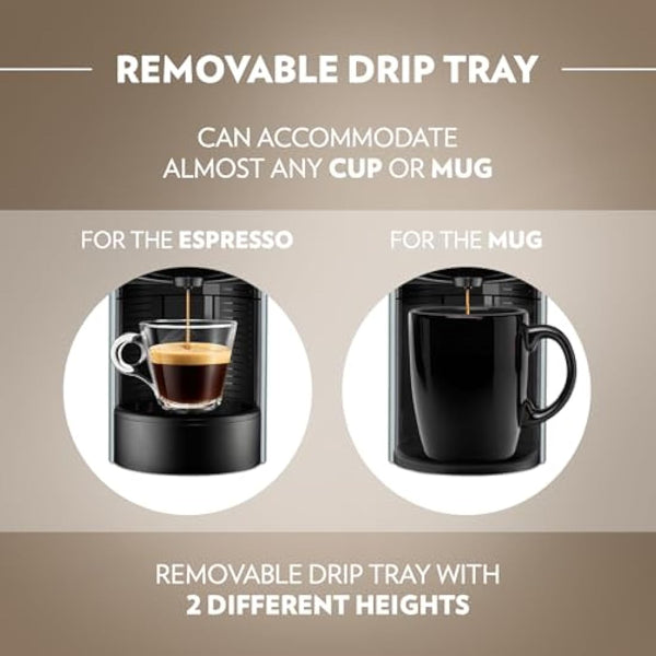 Lavazza, A Modo Mio Jolie EVO, Coffee Capsule Machine, Made from 36% Recycled Plastic, Compatible with A Modo Mio Pods, with Removable Cup Rest, Automatic Shut-Off, 1250 W, 220–240 V, 50–60 Hz, Grey