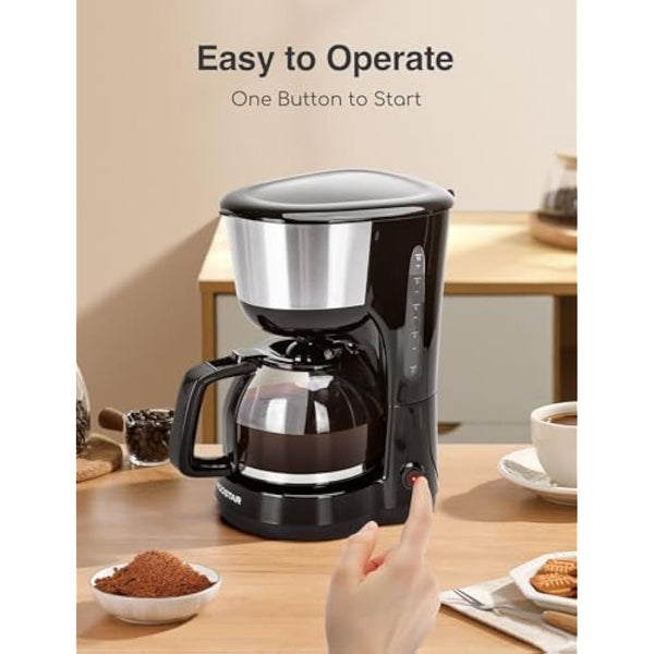 Aigostar Filter Coffee Machine Drip Coffee Maker, 40Mins Keep Warm, Anti-Drip Function, Fast Brewing Coffee Maker with Reusable Filter, Pour Over Technology, 1000W, 1.25L - Chocolate 30KYJ