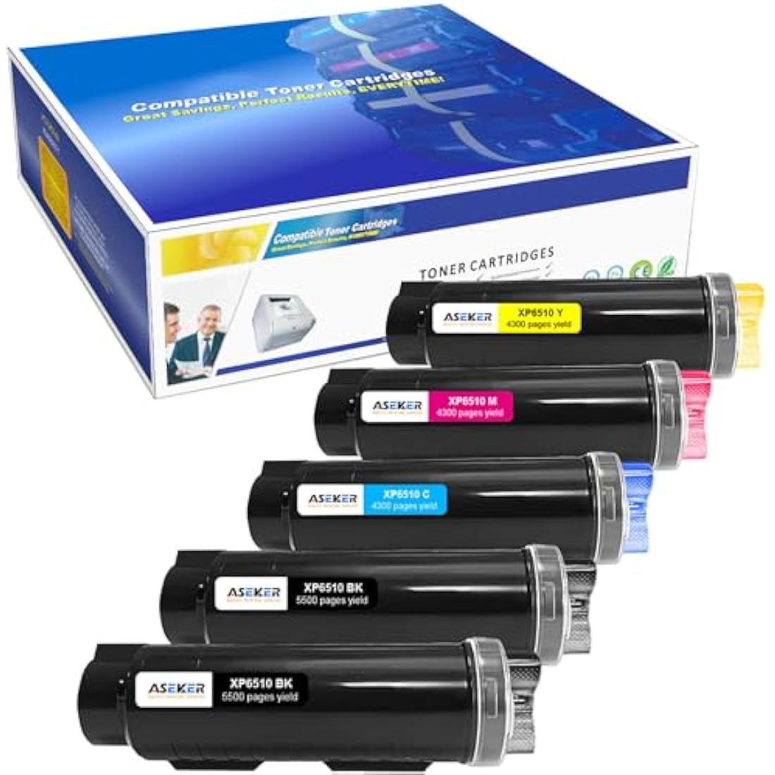 ASEKER Compatible for 6515 6510 Toner Cartridge for WorkCentre 6515DN 6515DNI 6515DNM 6515N Phaser 6510DN 6510DNI 6510DNM 6510N Printers (2BK/C/M/Y)