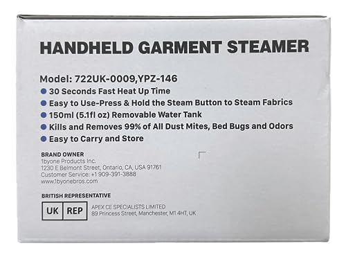 BEAUTURAL Clothes Steamer, Foldable Handheld Clothing Wrinkles Remover for Garments, Portable Mini Fabric Steam Iron for Home and Travel (White)