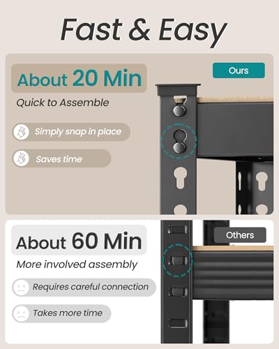 SONGMICS 5-Tier Shelving Unit, Storage Shelves, for Garage, Boltless Assembly, Adjustable Shelves, 30 x 75 x 150 cm, Load 875 kg, for Shed Warehouse Basement Kitchen, Black GLR300B01