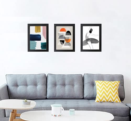 Black 50x70cm Boxed Picture Frames Set of 3 with Mounts for 40x60cm, 70x50cm poster frame with Acid Free mount for 40x60cm photo (Black 3Pack)