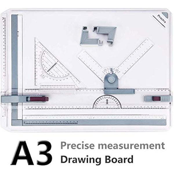 Preciva A3 Drawing Board, A3Drawing Table, Multi-function Technical Drafting Tables Metric System 51 * 36.5cm with Parallel Motion Accessories, Adjustable Angle