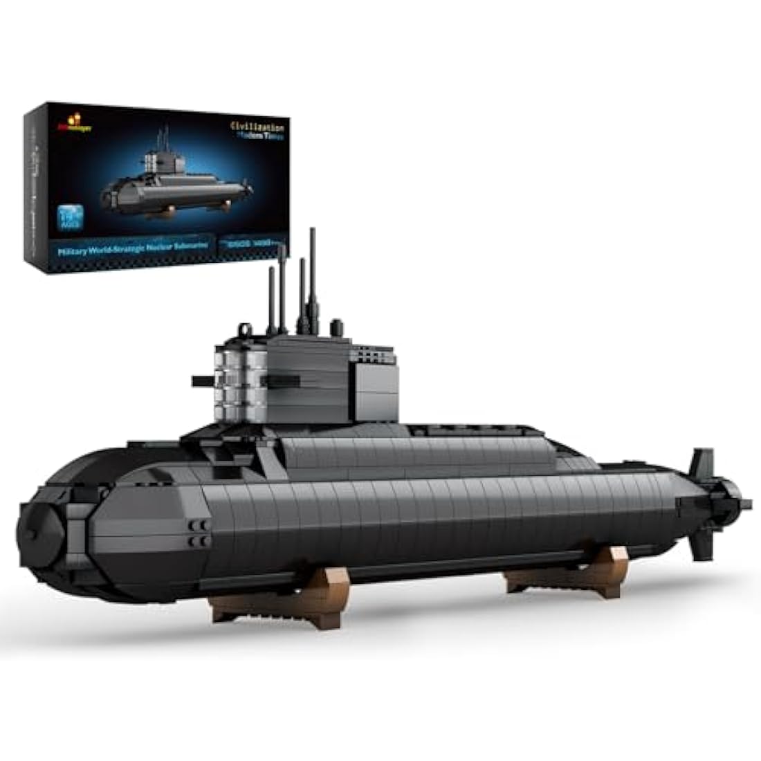 JMBricklayer Nuclear Submarine Building Blocks Sets with Lights, Military Type-094 Submarine Model Kits, WW2 Collectible Battleship Construction Toys Decor, Gifts for Adults Boys Teens 14+