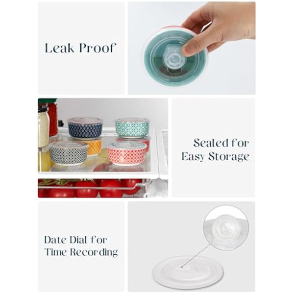 DOWAN Ramekins with Lids, 6 OZ Porcelain Ramekin Dishes for Creme Brulee Soufflé, Egg Mould, Muffin Cases, Mini Dip Bowl, Baking Bowl for Oven & Air Fryer, Vibrant Joy-Pack of 6