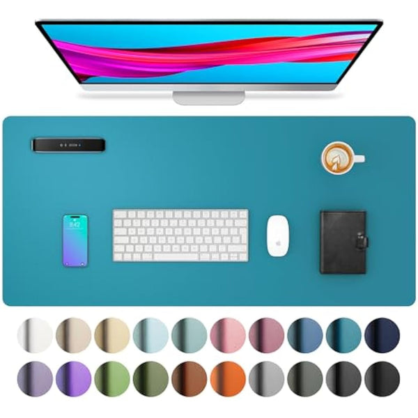 Aothia Leather Pad, Mouse Mat, Office Desk Mat, Non-Slip PU Leather Desk, Laptop Desk Pad, Waterproof Desk Writing Pad for Office and Home (60 cm x 35 cm, Turquoise Blue)