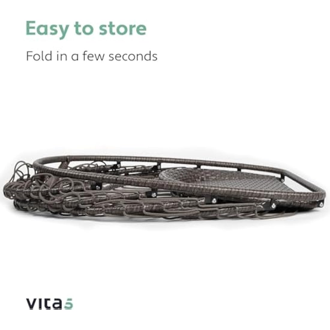 Vita5 Hanging Egg Chair Indoor&Outdoor - Swing Chair with Frame Polyrattan with Cushion - Hanging Chair Outdoor and Indoor - Foldable Hammock Chair - Maximum Load 150kg - Dark grey