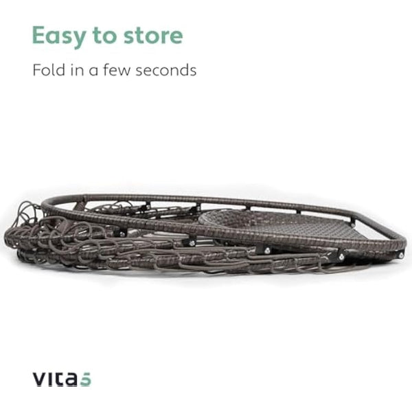 Vita5 Hanging Egg Chair Indoor&Outdoor - Swing Chair with Frame Polyrattan with Cushion - Hanging Chair Outdoor and Indoor - Foldable Hammock Chair - Maximum Load 150kg - Dark grey