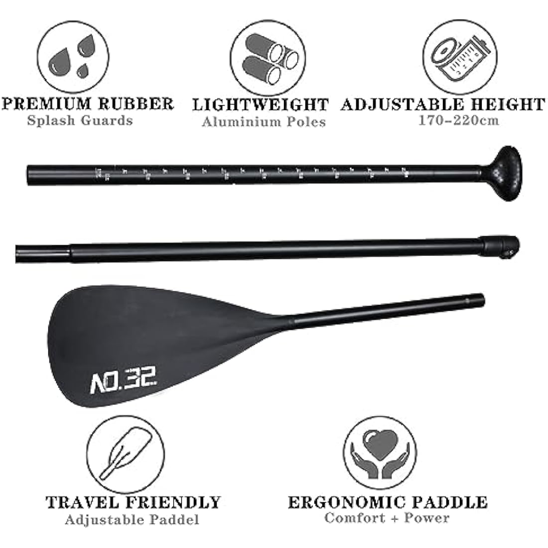 10'6" / 320m Inflatable Stand Up Paddle Board | Inflatable SUP Board Beginner's Surfboard Kit w/Adjustable Paddle | Air Pump w/Pressure Guage | Repair Kit | Premium Leash & Carry Backpack