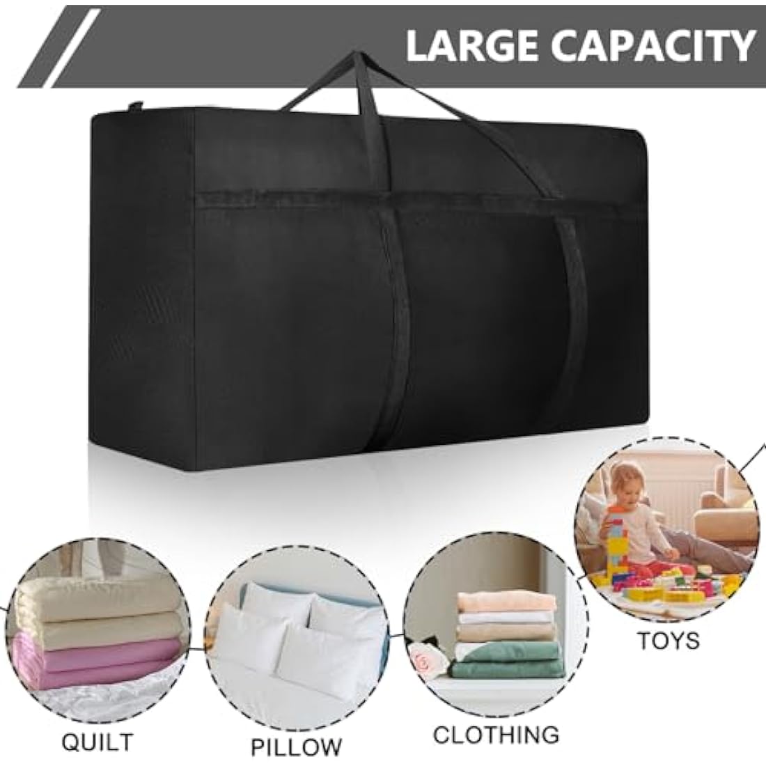 4 Pcs 120L Large Storage Bags, Extra Large Moving Bags with Zips for Moving Storage Clothes Bedding Duvet Quilt Blankets Waterproof Jumbo Storage Bags Moving Totes Christmas Storage Containers
