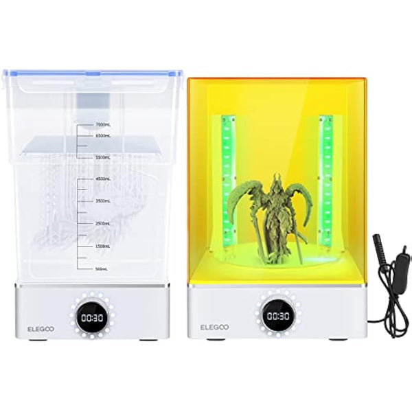 ELEGOO Mercury XS BUNDLE, Larger Size Washing and Curing Machine, Wash and Cure Station Simultaneous Working Add Bottom Light Source Fresnel Lens for Saturn, Mars LCD MSLA DLP 3D Printers