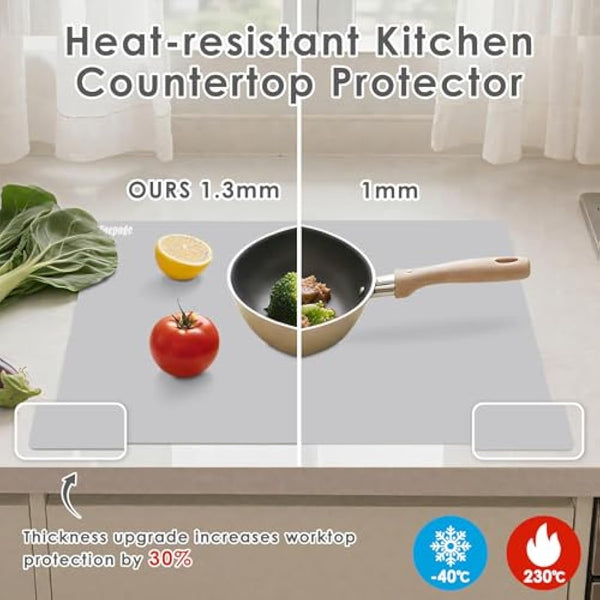 Foepoge Extra Large Silicone Mat for Resin Casting 71x51 cm, Non Stick Silicone Sheet for Crafts, Heat Resistant Countertop Protector, Placemat for Kitchen Worktops, Craft Mat for Resin Mould,Grey