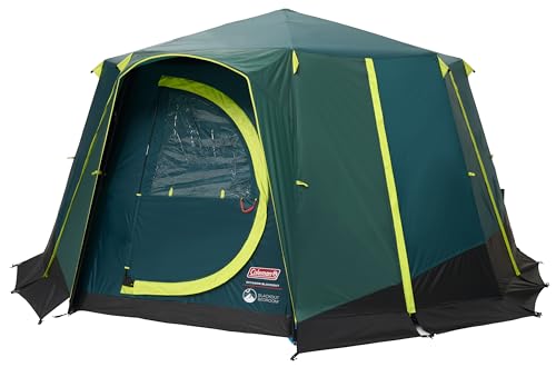 Coleman Tent Octagon, 6 Man Festival Dome Tent, 6 Person Family Camping Tent with 360° Panoramic View, Stable Steel Pole Construction, Sewn-in Groundsheet, 100 Percent Waterproof