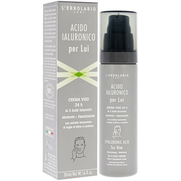 Hyaluronic Acid Moisturisin Mattifying Face Cream by LErbolario for Men - 1.6 oz Cream