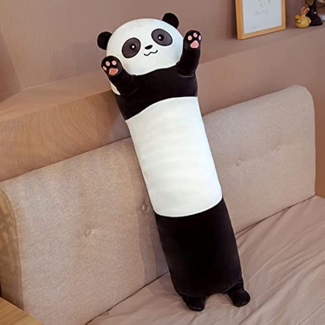 IPENNY 110cm/43.3inch Long Cute Panda Doll Plush Cuddly Toy Sleeping Buddy Pillow Super Soft Stuffed Animals Toy Snuggly Playtime Companions for Kids Valentines Girlfriend
