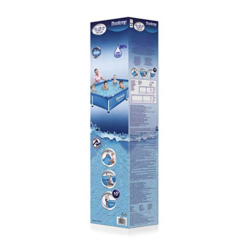 Bestway 56401 Steel Pro Pool | Swimming Pool, Rectangle Above Ground Fast Set Pool, Children’s Detachable Pool, Multiple Sizes, Blue, 221 x 150 x 43 cm