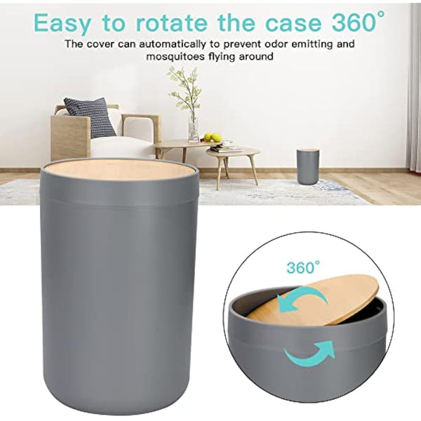 JOTOM 7 Pieces Bamboo Bathroom Accessories Bathroom Accessory Set Luxury Modern Plastic Bath Set Toothbrush Holder Tumbler Qtip Holder Toilet Brush Set Soap Dish Trash Can Soap Dispenser Gift (Grey)