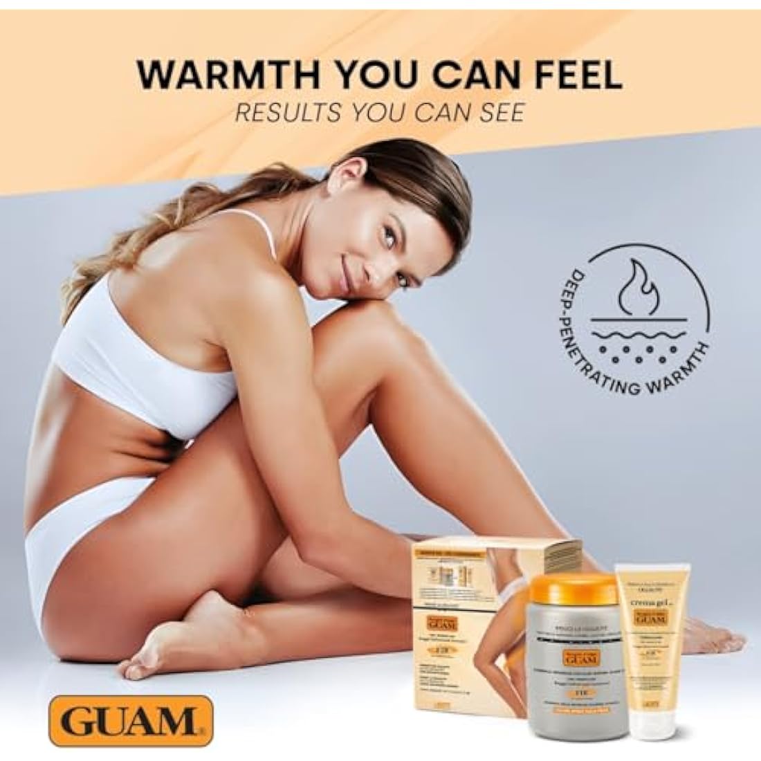 GUAM FIR Seaweed Mud Anti Cellulite Treatment + Tourmaline Cellulite Cream Gel Set - Body Leg & Tummy Tightening Duo - 1kg Hot Body Warp Cellulite Remover & 250ml Slimming Mud Gel - Skin Firming Cream