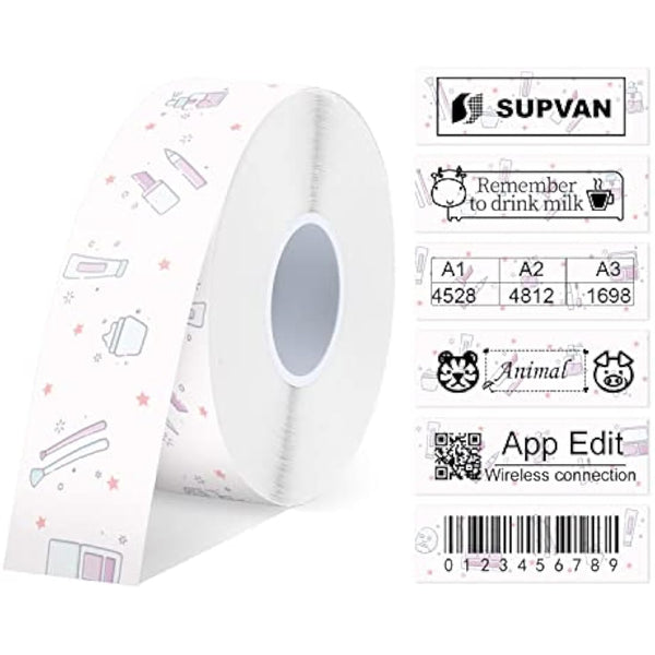 SUPVAN E10 & E11 & E16 Label Maker Tape, 15mm × 6m Genuine Continuous Laminated Thermal Label Tape Refill, Waterproof Oilproof Child-Safe Durable Auto Detect Labels, Black on Cosmetics