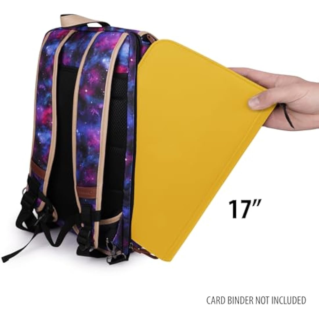ENHANCE Full-Size Trading Card Storage Box Backpack for Playing Card Case - Card Binder Space, TCG Deck Box Storage, Playmat Holder - Compatible with Magic the Gathering, YuGiOh, DnD (Galaxy)